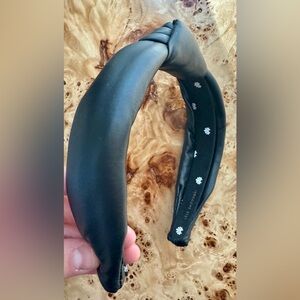 LeLe Sadoughi thin black matte pleather headband EUC
